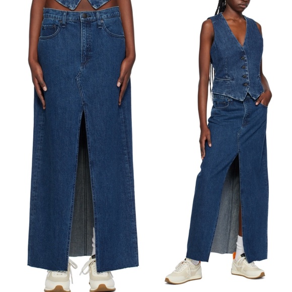 rag & bone Dresses & Skirts - NWOT Rag & Bone Avery Maxi Denim Jean Skirt Navy Dark Blue Size 27